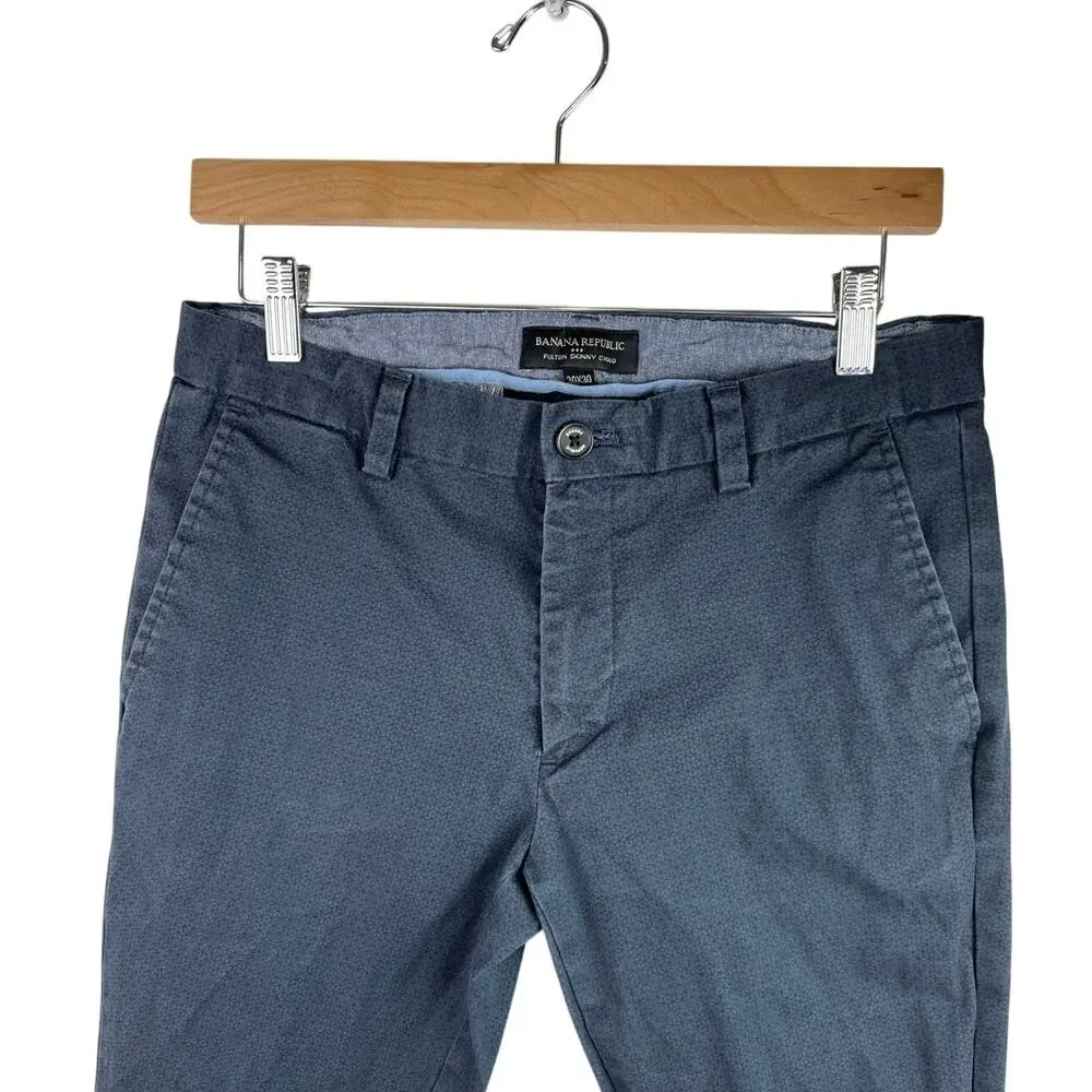 Banana Republic Fulton Skinny Chino Men's Blue Ankle Casual Pants Size 30x30